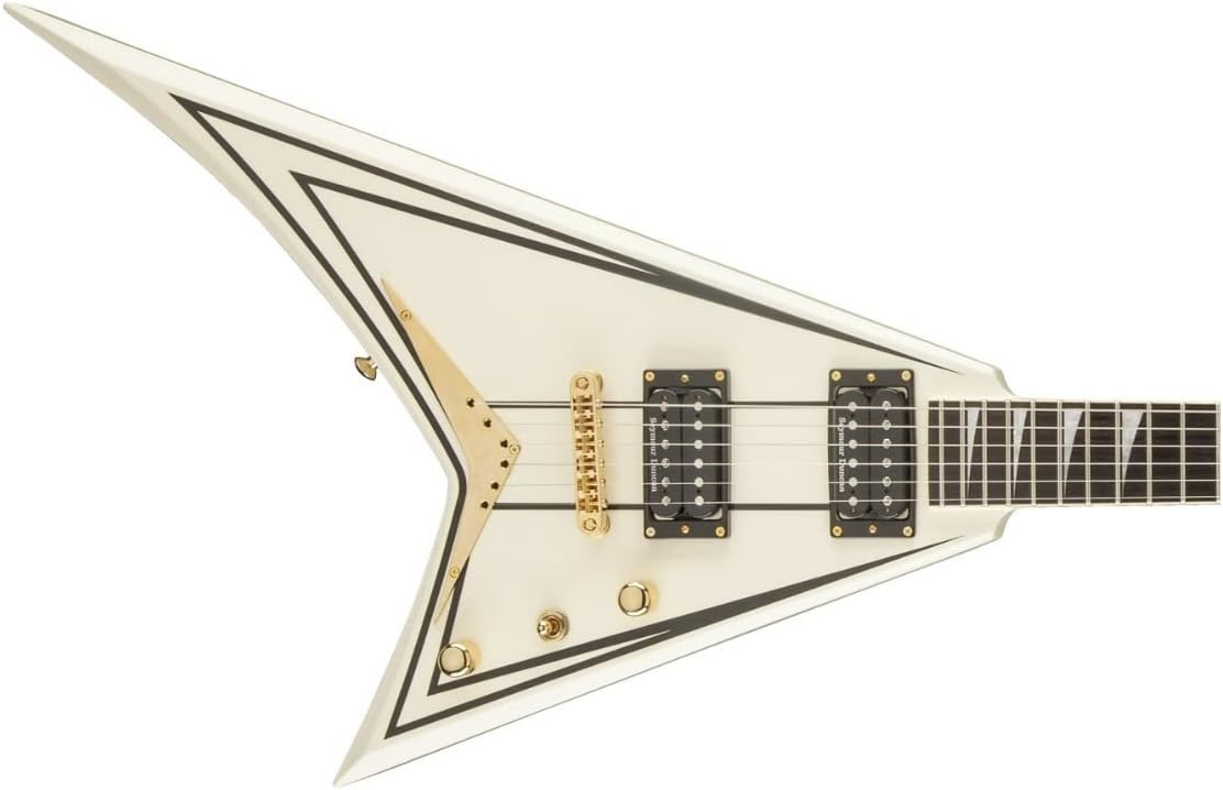 Jackson Pro Series Rhoads 6-String Electric Guitar (Ivory with Black Pinstripes) Bundle with Jackson Rhoads RR 6/7 Molded Case (2 Items)