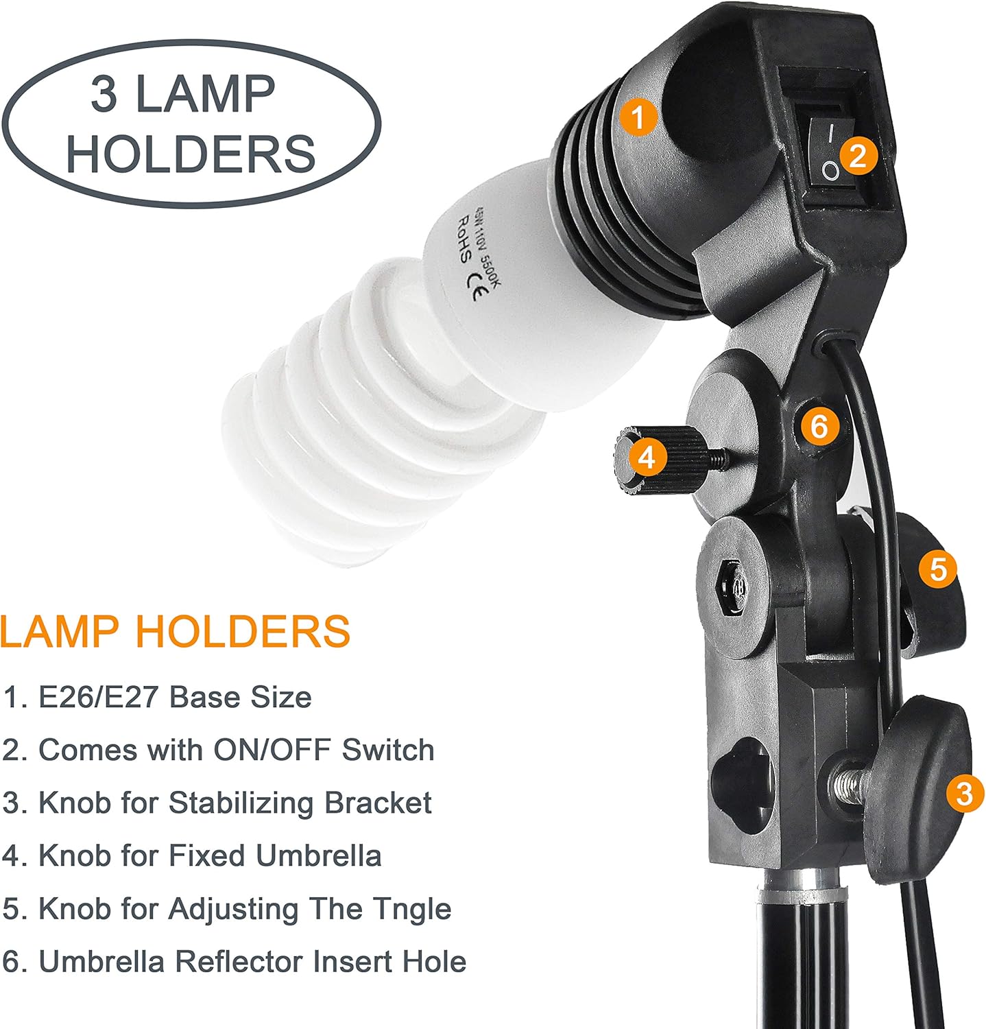 EMART Umbrella Photography Lighting Kit, 200/700W Bulbs, Soft Light Continuous Photographic Reflector Set for Portrait Studio Video Recording, Filming, Podcast