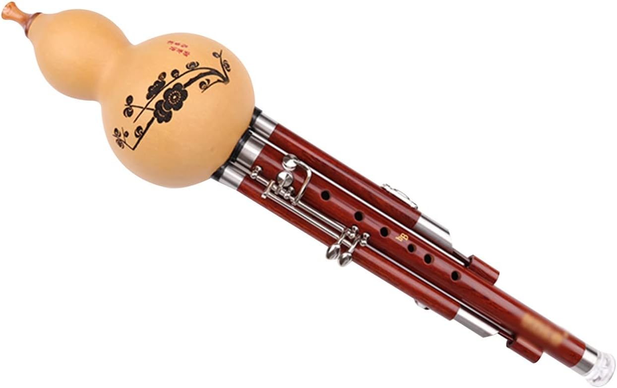 Seven-Hole Cucurbit Silk Gourd Flute in C Flat B Play A Mahogany Wind Instrument Adult Ethnic Musical Instrument Hulusi Play Smoothly (Color : Wood, Size : B-Flat)