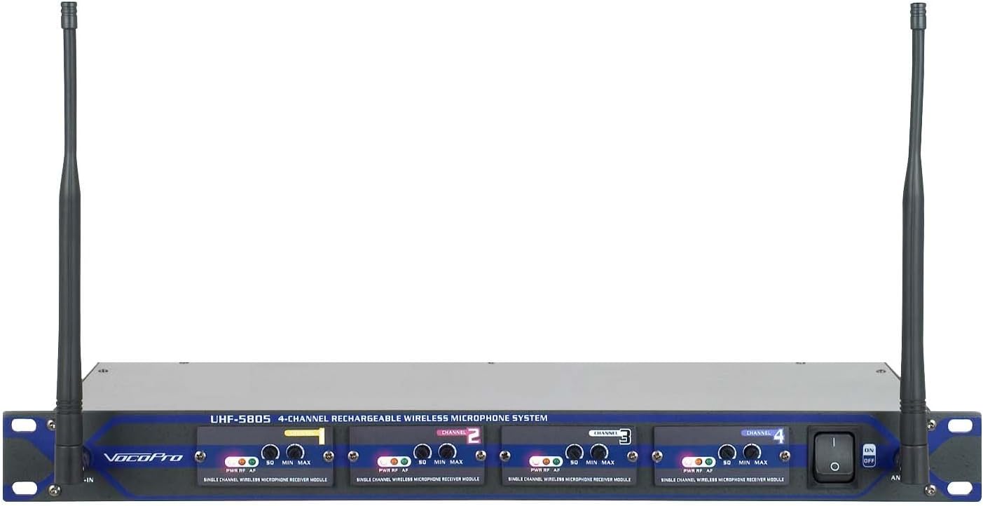 VOCOPRO UHF580510 Professional Rechargeable 4-Channel UHF Wireless Microphone System