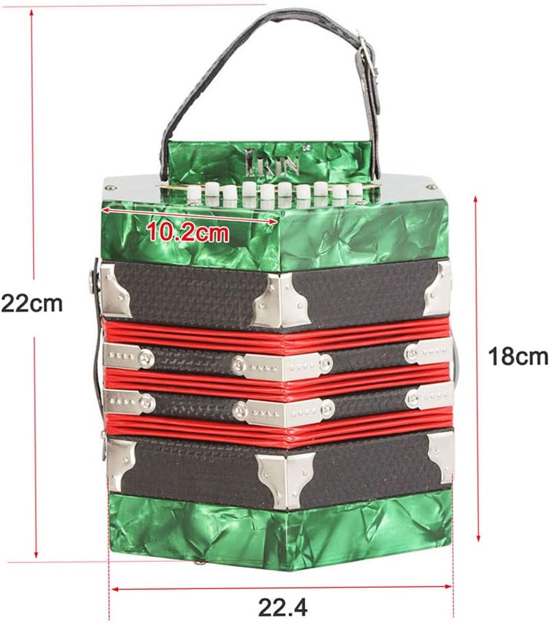 Concertina Accordion Acordeon Acordion Accordion Instrument Anglo-style concertina 20-Button 40-Reed Anglo Style with Carrying Bag Red Pine (Green)