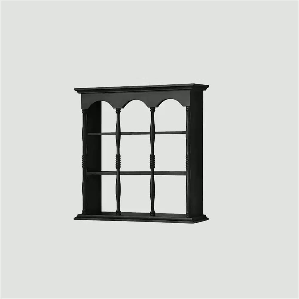 Wooden Collection Display Case, Collectibles Display Case, Vintage Wall Mount Storage Rack, Solid Wood Storage Rack, Display Stand for Display & Home Deco(Black)