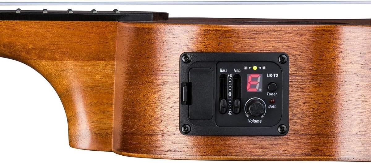 Luna Vintage Mahogany Acoustic/Electric Soprano Ukulele with Preamp, Satin Natural