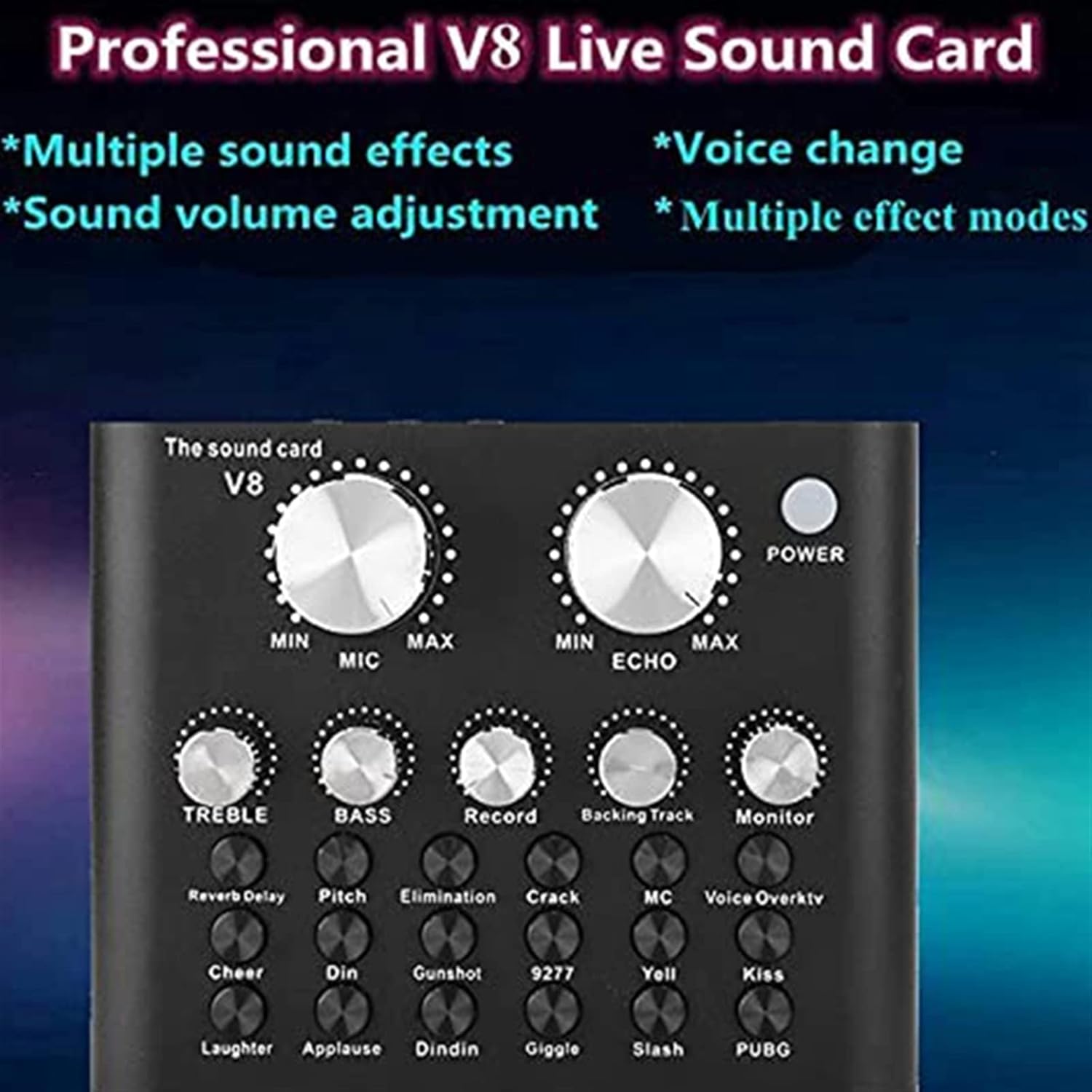 Professional Audio Mixer,V8 Live Sound Card With Effects And Voice Changer,Bluetooth Audio Mixer Device For Live Streaming,Music Recording