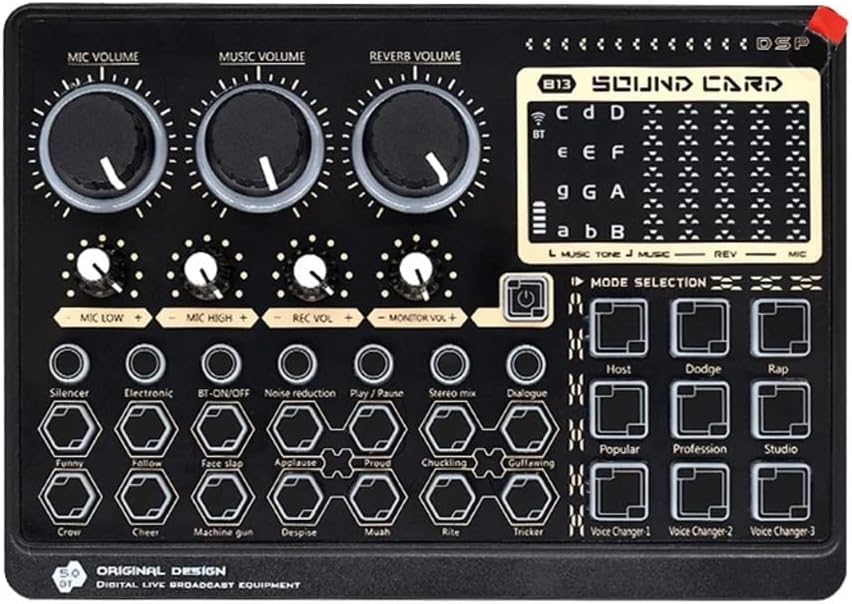 Multifunctional External Sound Card Audio Mixer Card 14 Effects for Music Recording Live Streaming