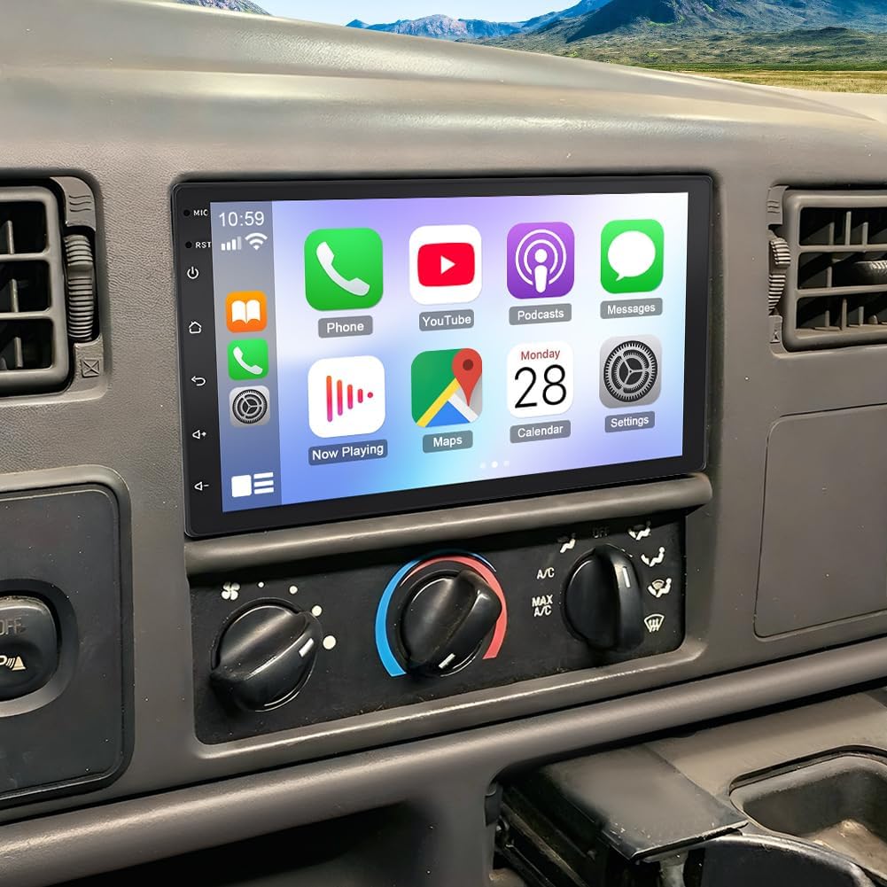 Double Din Car Stereo for Ford F250 F350 1999-2004,7 inch Touch Screen Car Radio for Ford F250 F350 1999-2004 w/Carplay Android Auto Head Unit GPS Navi Bluetooth MirrorLink FM WiFi SWC Backup Camera