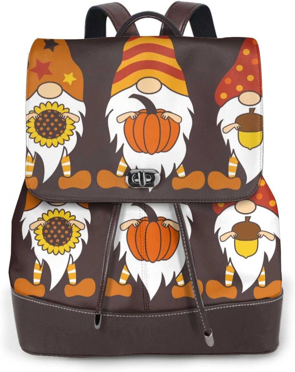 Fall Gnomes for Womens Backpack Purse Microfiber PU Anti-theft Large Fashion Designer Travel Bag Ladies Shoulder Bags