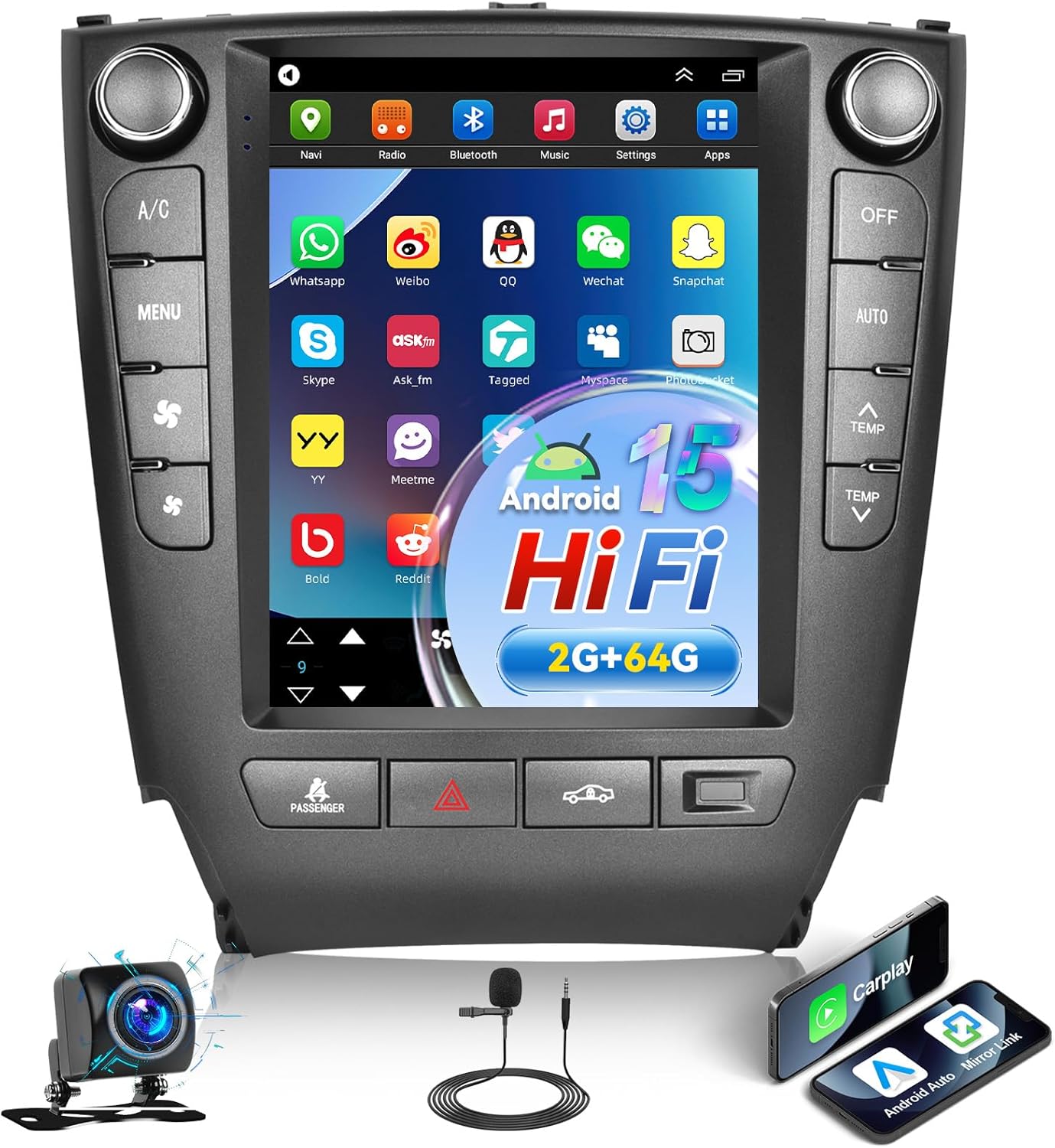 2G+64G Android 15 Car Stereo for Lexus IS350 IS250 2006-2012 with Wireless Carplay Android Auto,9.7