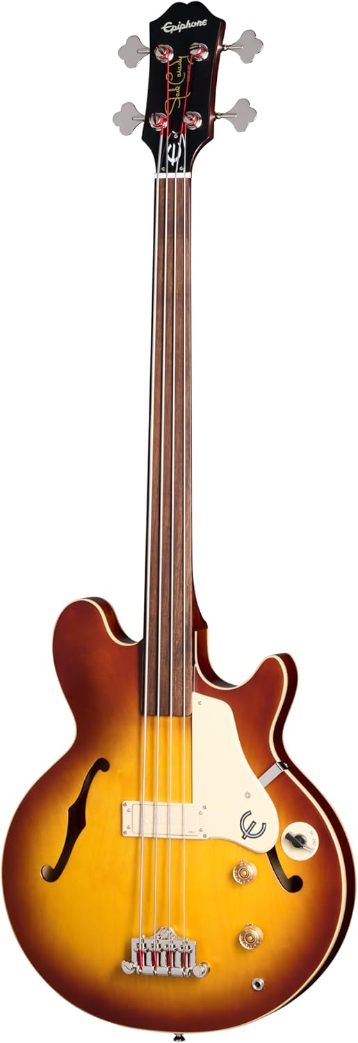 Epiphone Jack Casady Fretless Bass, Aged Royal Tan with Bag