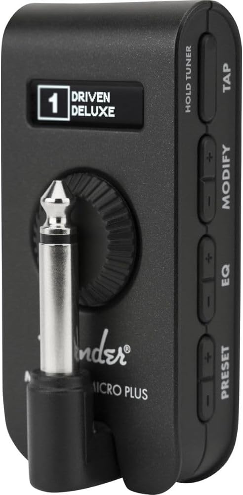 Fender Mustang Micro Plus Headphone Amplifier Bundle with Polsen HPC-A30 Closed-Back Studio Monitor Headphones