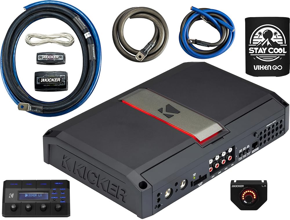 KICKER Amplifier and Amp Kit Package of 2 Items - LX Series 1300W RMS Class D 7-Channel Amplifier and 1/0AWG Power Wiring Kit 51LX1300.7+46PKD1