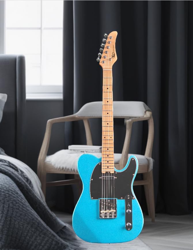 KGD Solid Electric Guitar Consists of a Roasted Mahogany Body and Maple Neck,Professional/Full Size Mercury Electric Guitar for Adults