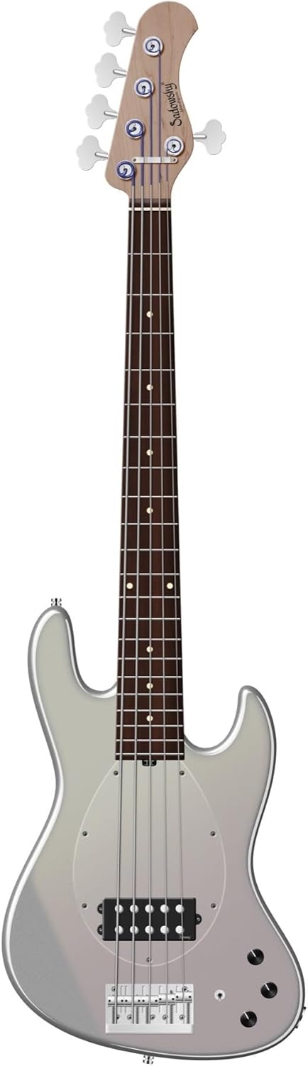 Sadowsky MetroExpress Vintage M 5-string Bass Guitar - Solid Silver Metallic, Morado Fingerboard