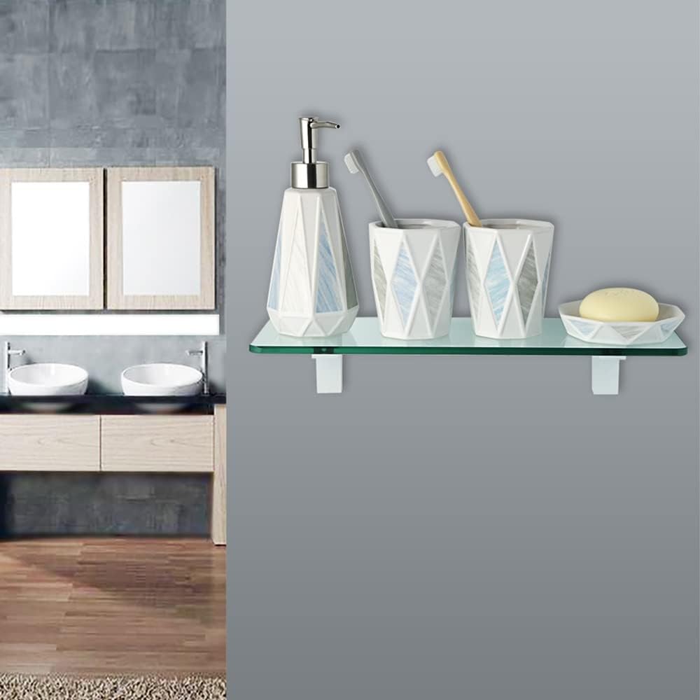 Shower Caddy 2021 Bathroom Glass Shelf, Shower Shelf, Wall Mount Storage 7MM Tempered Glass Shelf Bracket, Bathroom Accessory Bathroom Organizer (Color : D)