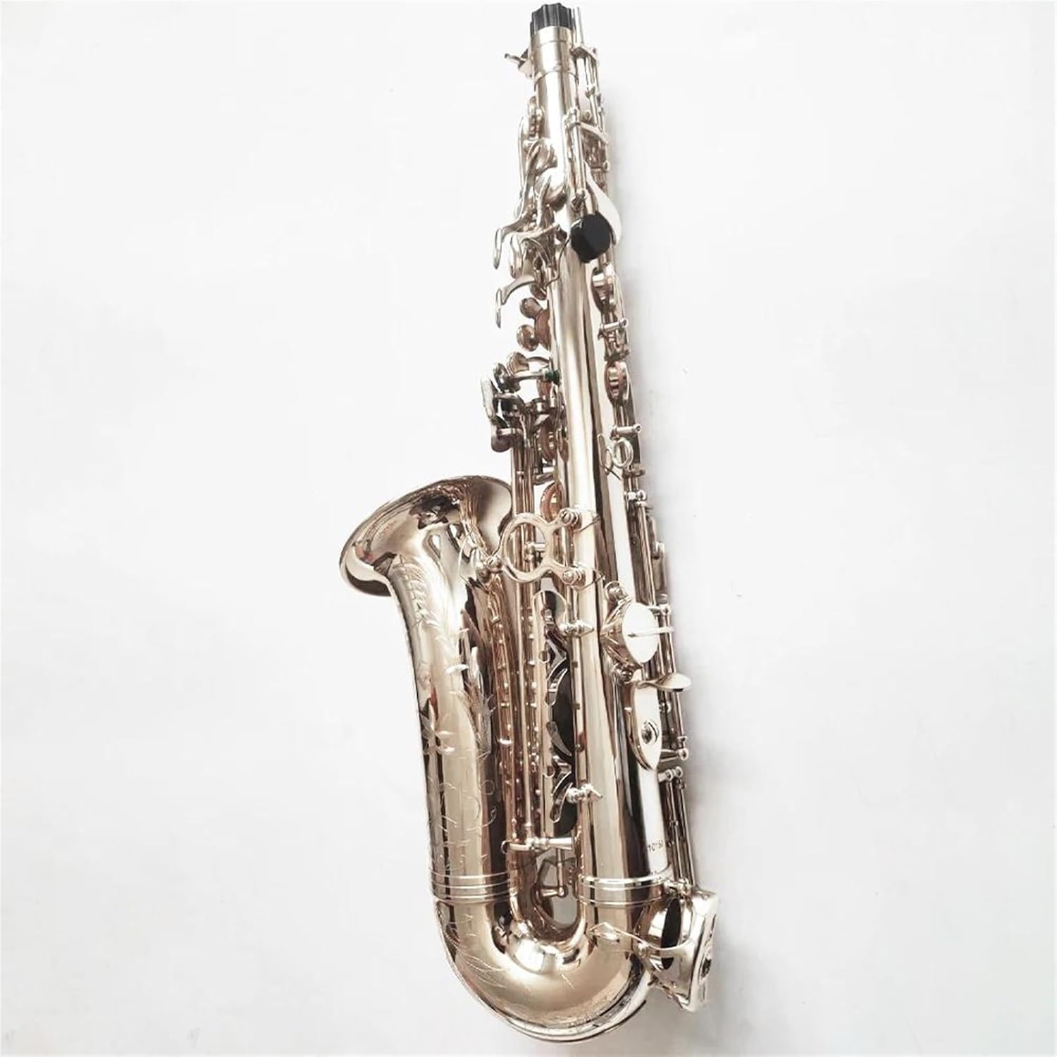 VBDEFRT Woodwind Instruments Silver Professional Alto Saxophone E-flat Instrument Hand Carved Pattern (Color : Leather bag)