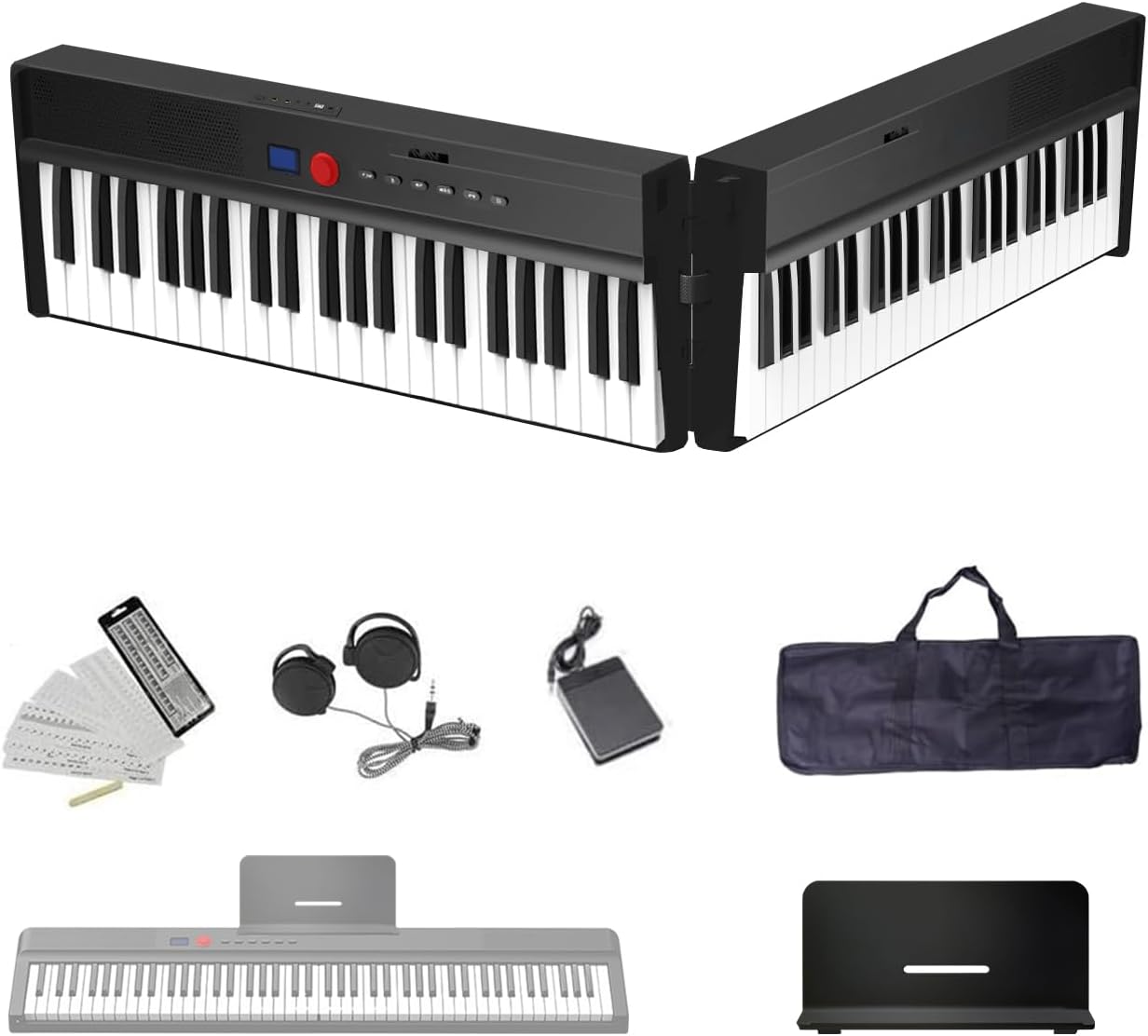Longeye Foldable Piano Keyboard 88 Key Folding Piano Portable Electric Keyboard Semi Weighted Digital Piano for Beginners with Headphone, Sustain Pedal, Music Rest, Carry Case (Enhanced Sound)