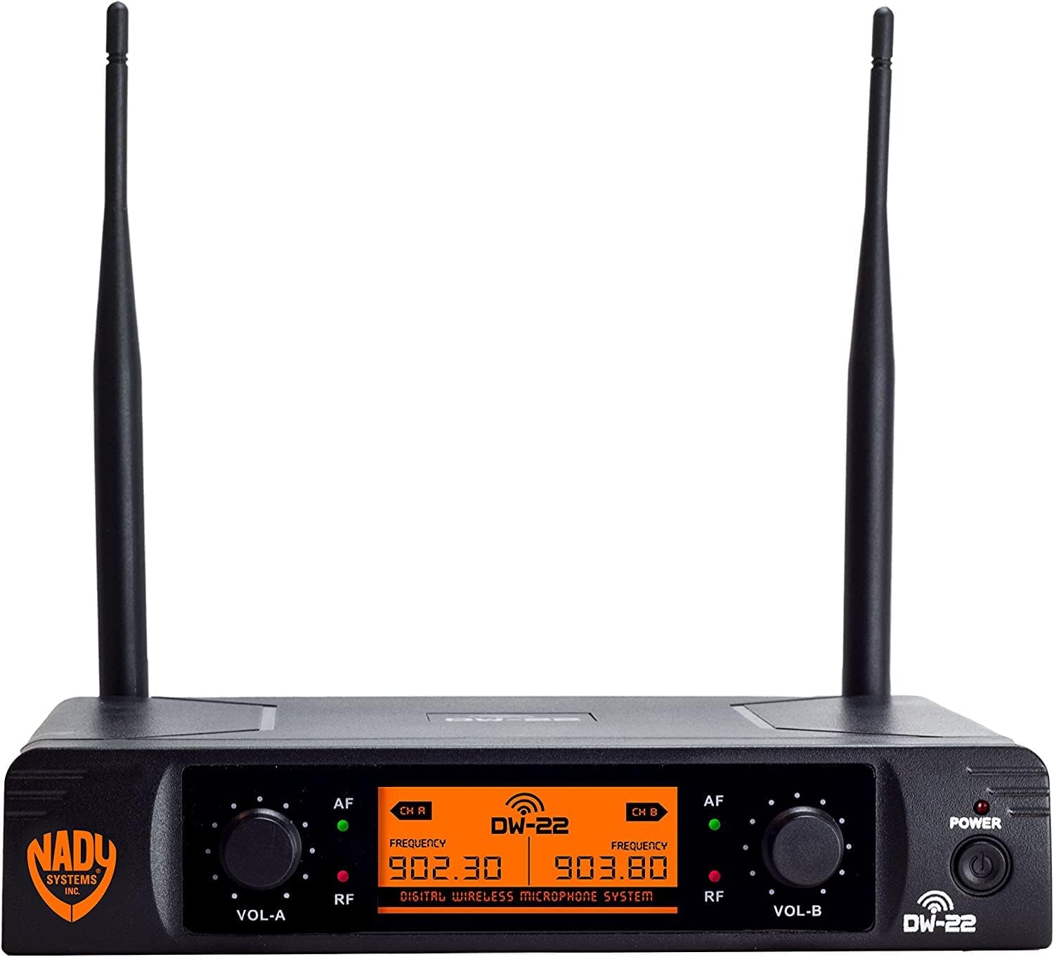 Nady DW-22-LT-HM Dual Digital Wireless Lapel & Headset Microphone System – 902.3MHz / 903.8MHz (Non-Adjustable), Plug and Play Set-up, and 300 ft. Range