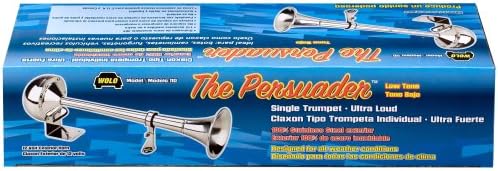 Wolo (110) The Persuader Stainless Steel Single Trumpet Horn - 12 Volt, Low Tone