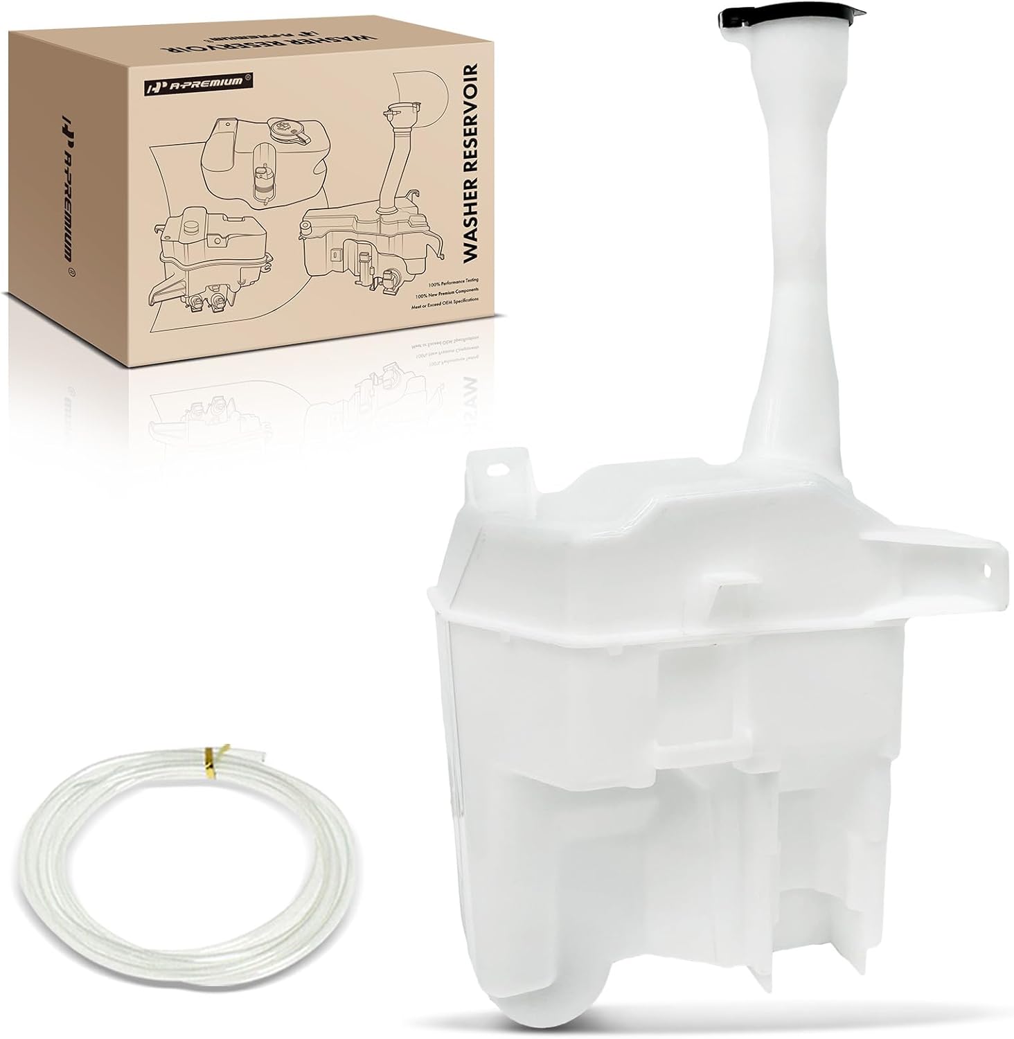 A-Premium 8531533300-PFM Front Washer Fluid Reservoir Compatible with Select Toyota/Lexus Models - Camry 2007-2011, ES350 2007-2012, with (Washer Pump/Filler Neck/Cap/Hose/Bracket/Grommet)