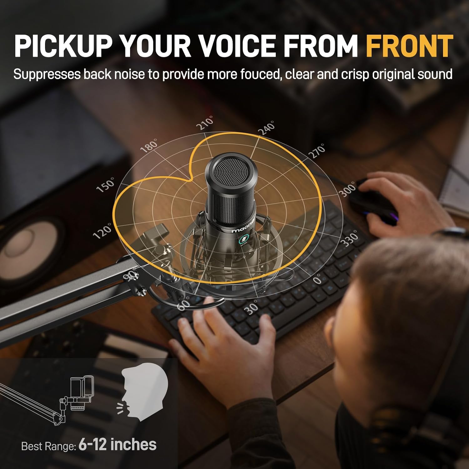 MAONO USB Recording Microphone Kit, Professional Condenser Microphone for PC with One-Touch Mute and Mic Gain Knob for Singing, Podcast, Studio, Streaming PM421