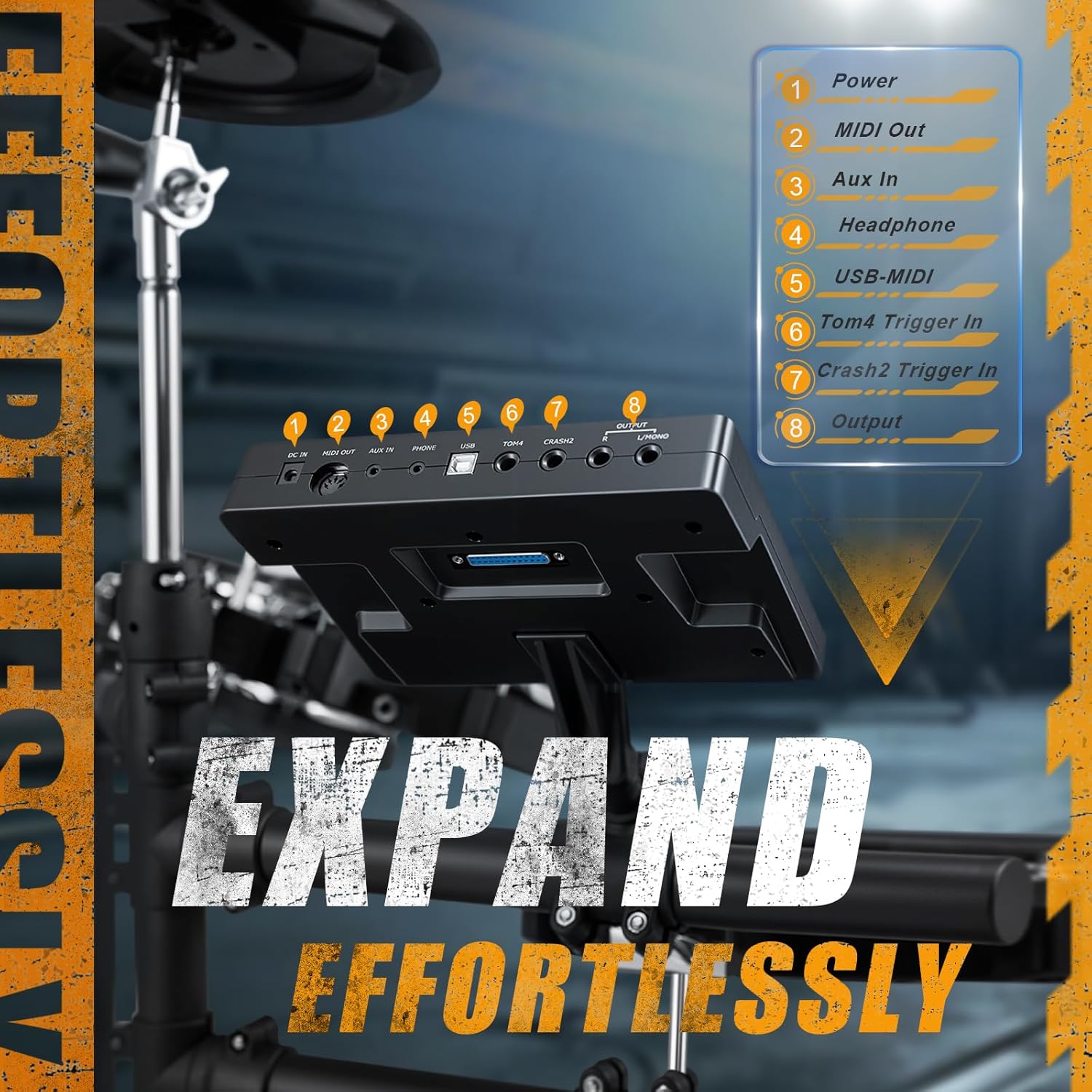 AKLOT Expanded-Size Electric Drum Set: 12'' Two-Piece Standalone Hi-Hat, Independent Kick Drum and 10'' Dual-Zone Snare, 12'' Triple-Zone Ride Cymbal, All Mesh Heads, 460 Sounds, USB MIDI (B-CORE541)