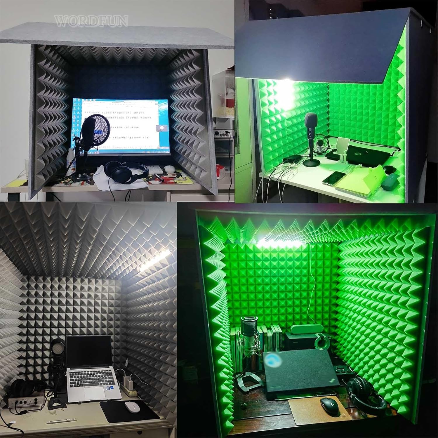 Portable Recording Studio, Sound Absorbing Screen, Microphone Foam Studio Cube for Home Studio Music Recording (Blue)