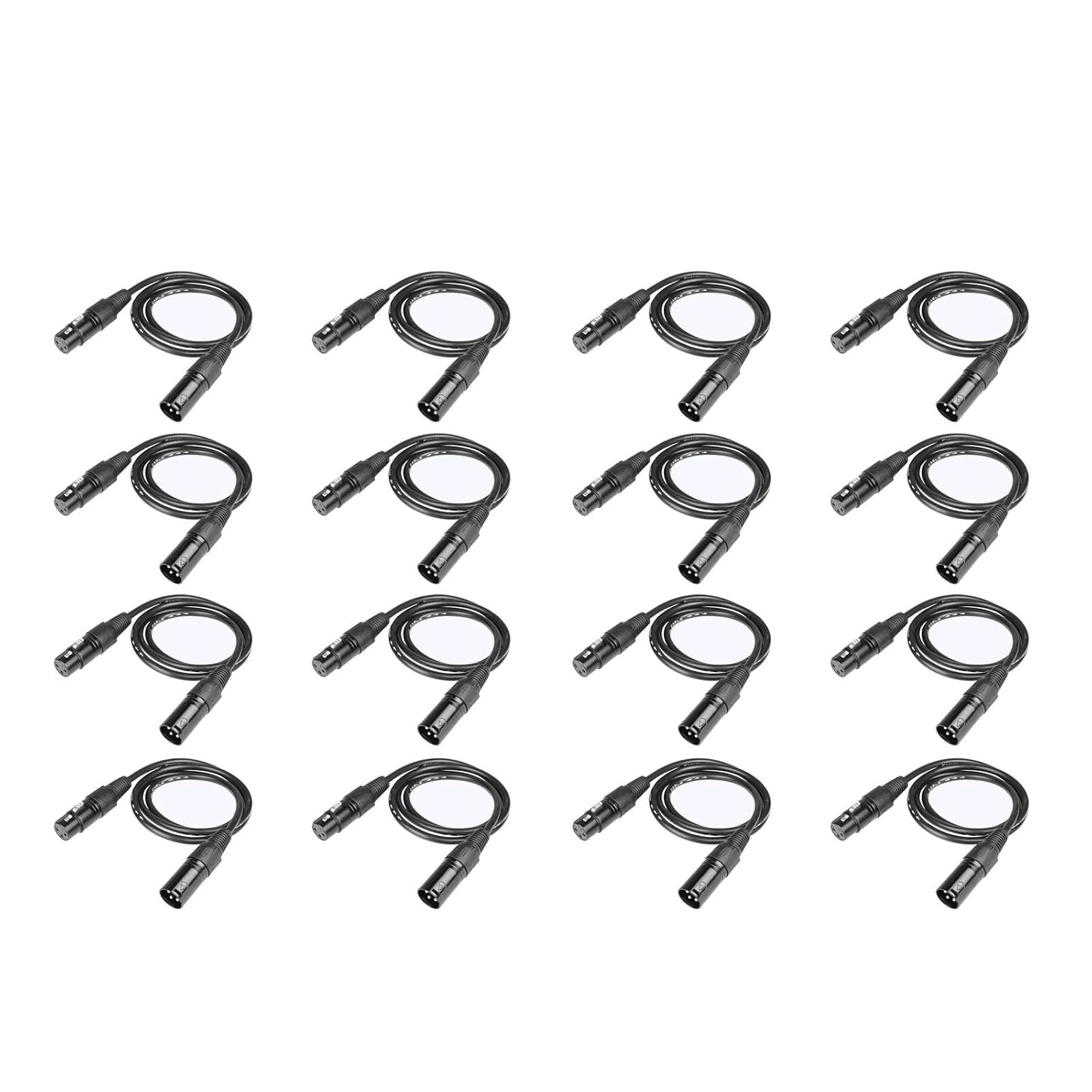 GBGS 16 Pack DMX Cable 3.2ft（1m） 3-Pin Signal XLR Connection DMX512 Stage Light Cable Wire Male to Female