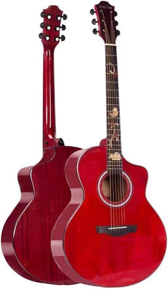 Beginner Guitar, Excellent Sound Quality, Angular Imperfection Design, Beautiful and Elegant (Size:41 inches,Color:Red)(Walnut)