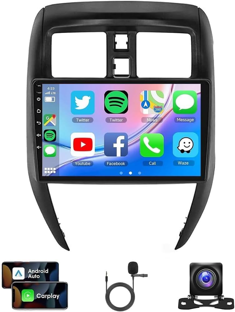 ikasus Android13 Car Radio Stereo for Nissan Versa Sedan 2015 2016 2017 2018 2019 10 Touch Screen with CarPlay & Android Auto GPS Bluetooth Wi-FI, AHD Camera SWC FM/AM IPS Car Audio Receiver