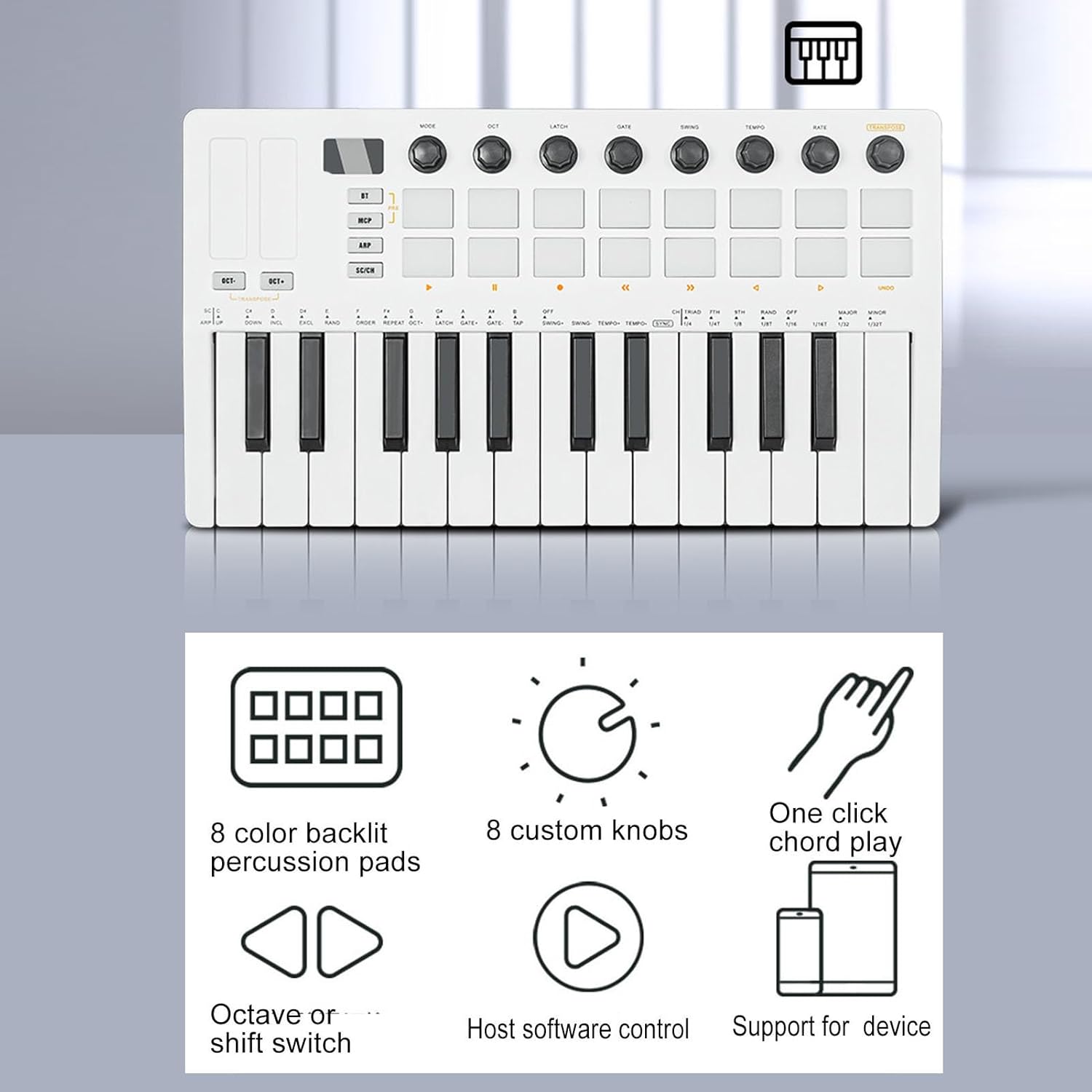 25 Key MIDI Keyboard Controller, Connection 25 Key Keyboard Controller for Music Production
