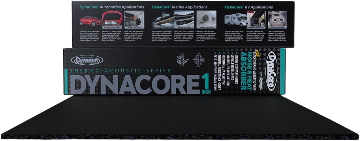 Dynamat DynaCore 1” Thick Lightweight Black Thermo-Acoustic Insulating Fiber for Cars, Trucks, Boats, RVs & More – Dissipates Sound & Absorbs Heat – Made in USA – 32