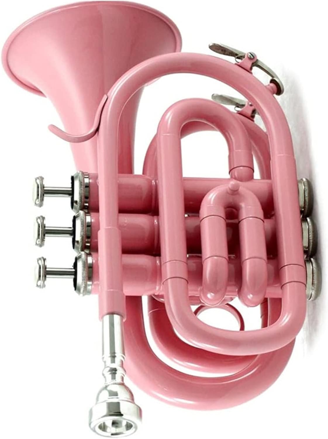 Professional Pocket Trumpet Flat B Bb Tone Brass Wind Instrument with Mouthpiece Gloves Case Pocket Trumpet Beginners (Color : 03)