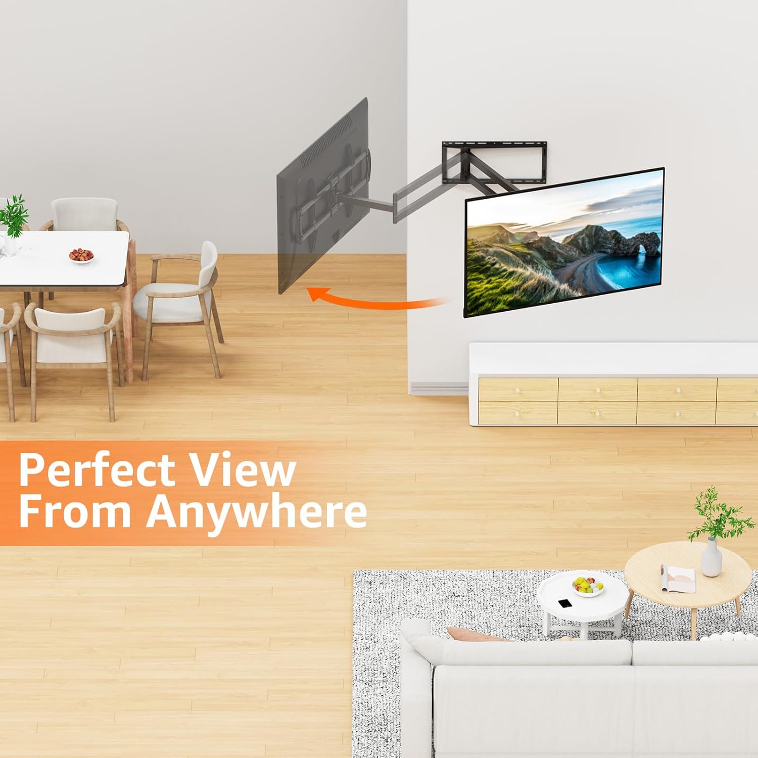 ELIVED Long Extension TV Mount for Most 42-90 Inch tvs, Full Motion Wall Bracket with 40.4 inch Long Arm Articulating TV Wall Mount, Max VESA 800x400mm, Holds up to 150lbs, fits Wood Studs 12