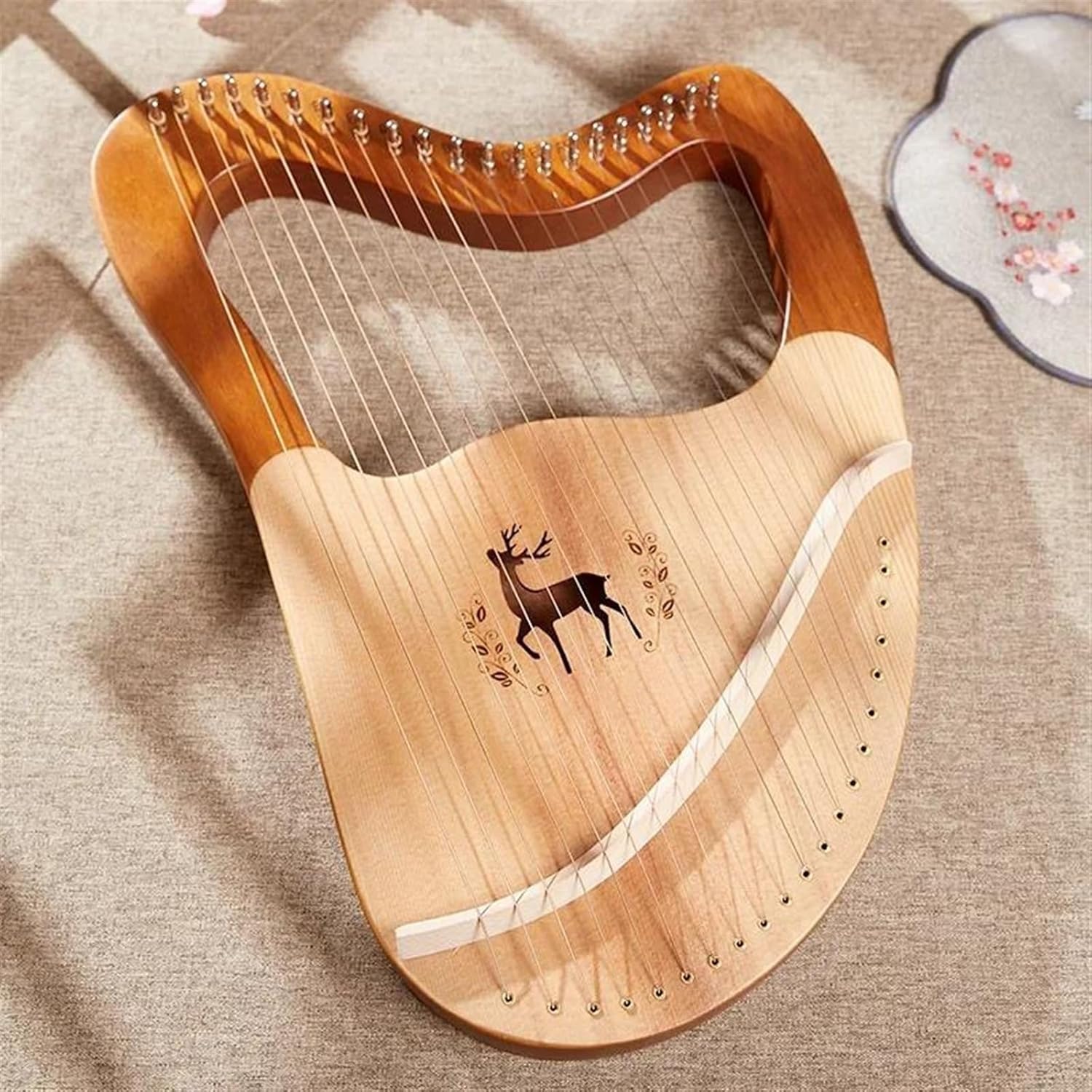 Lyre Harp Set Lyre Set Music Harp Small 21/24 /27 Strings Solid Wood Mahogany Portable Musical Instrument Beginners(24)
