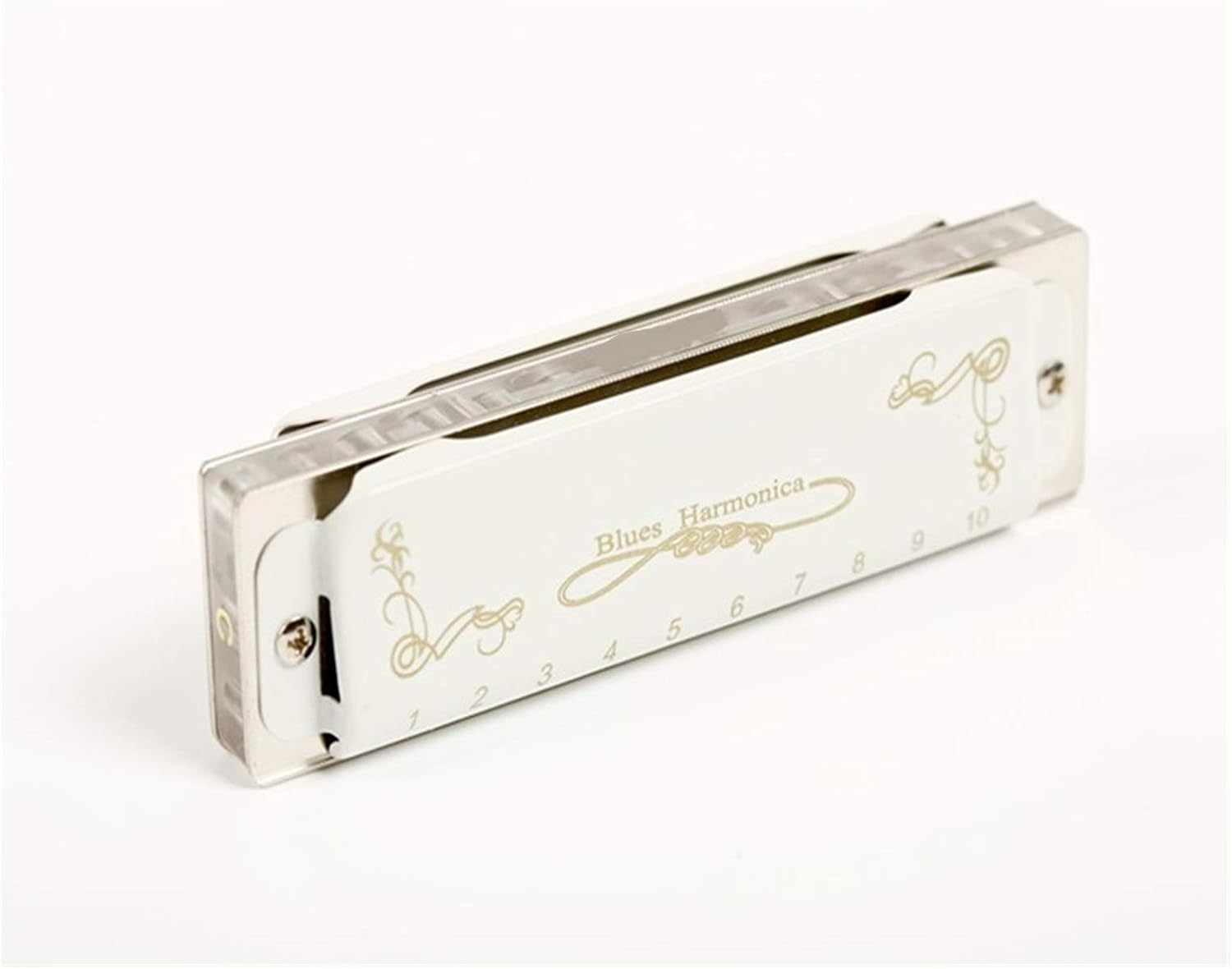 Harmonica 10 Holes Professional Blues Harp Diatonic Transparent Harmonica (Color : White EB)