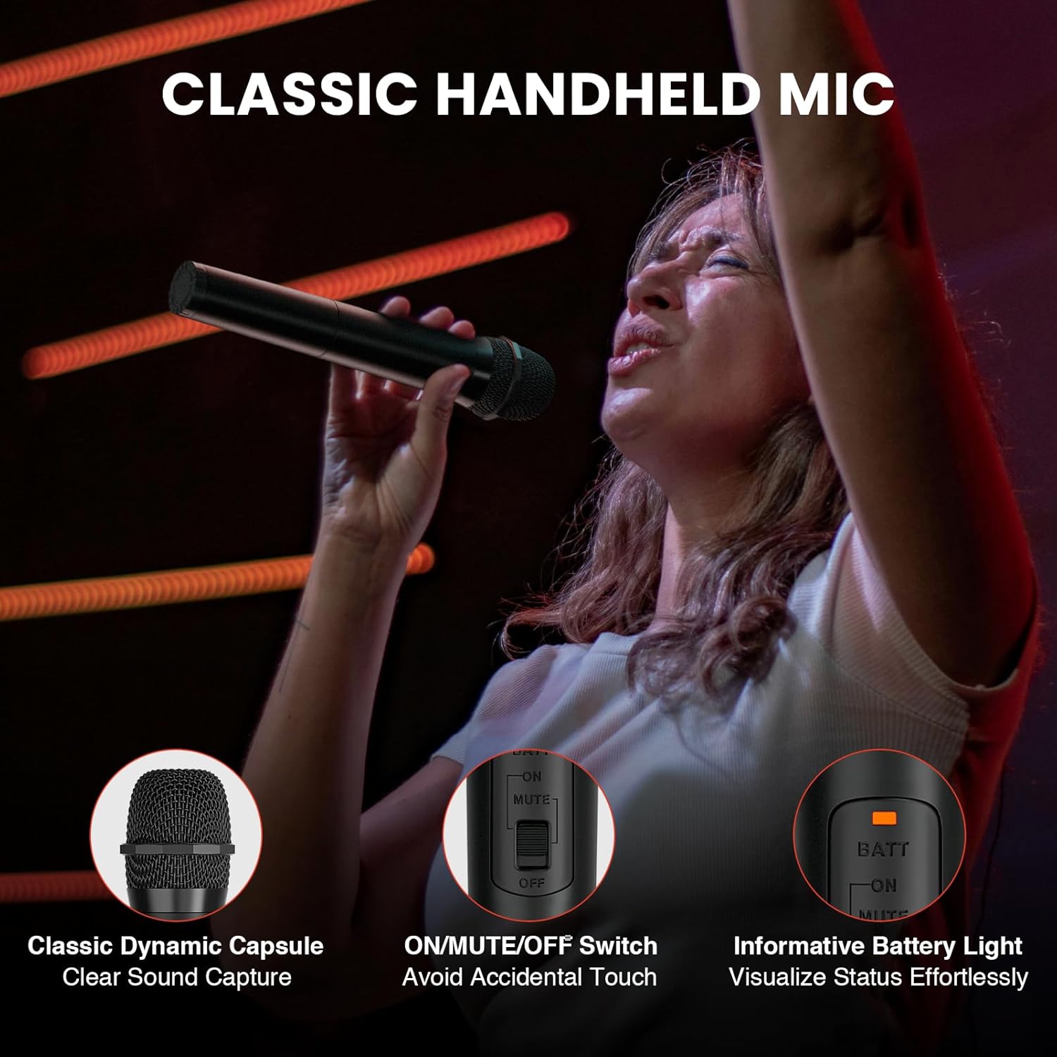 Phenyx Pro Wireless Microphone System, 4-Channel VHF Wireless Microphone Set with 2 Handhelds/2 Bodypacks/2 Lapels/ 2 Headset, Metal Receiver, Suitable for Church, Meeting, Conference(PTV-2000-2H2B)