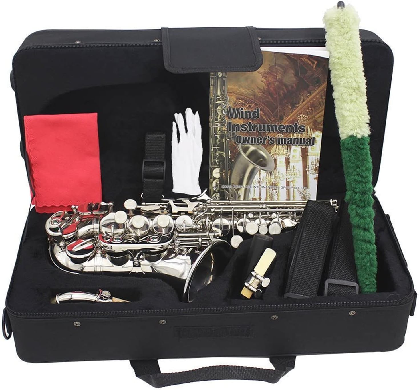KESHUO Brass Saxophone Bb Bend Saxophone Sax Wind Instrument with Case Gloves Cleaning Cloth Belt Brush Brass Sax Beginners Kit