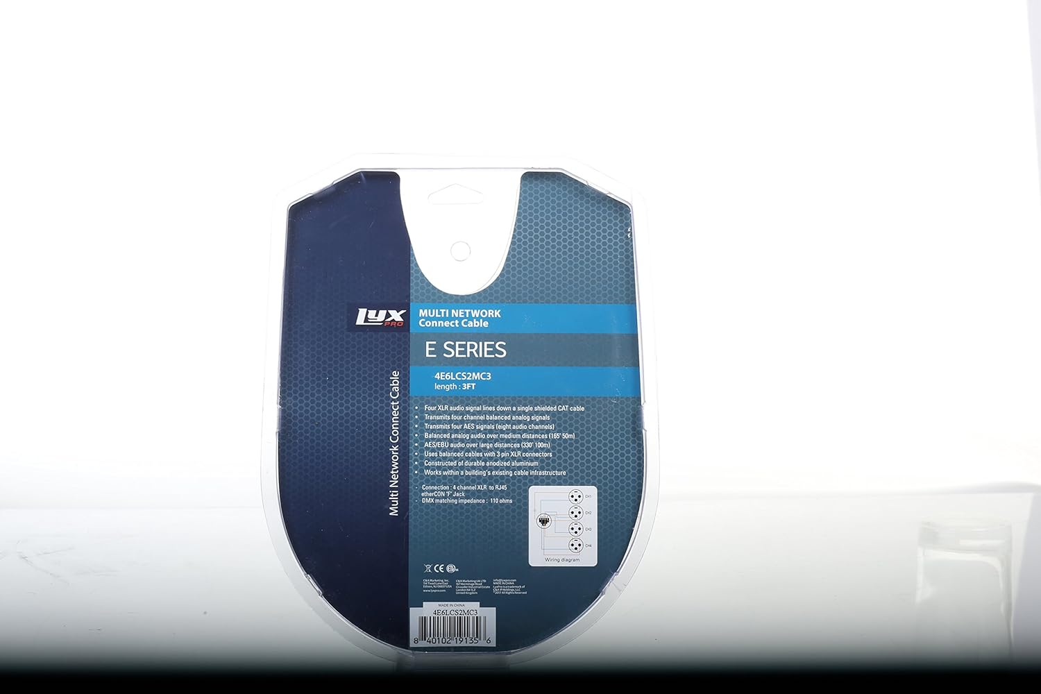 LyxPro 4-Channel XLR to Single Ethercon 25' Cat6 Cable Multi Network Snake for Stage & Recording Studio AES & DMX Channels