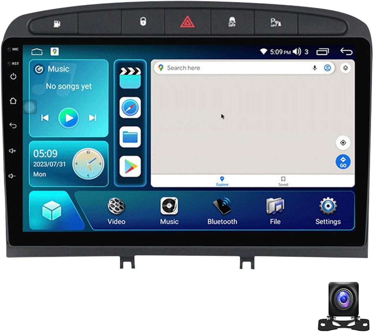 Android 12 Double Din Car Stereo 9 Inch Touch Screen Radio with GPS Navigation Bluetooth FM Radio Receiver for Peugeot 308 308S 408 2010~2016 Support Carplay/Auto/DSP/RDS/USB