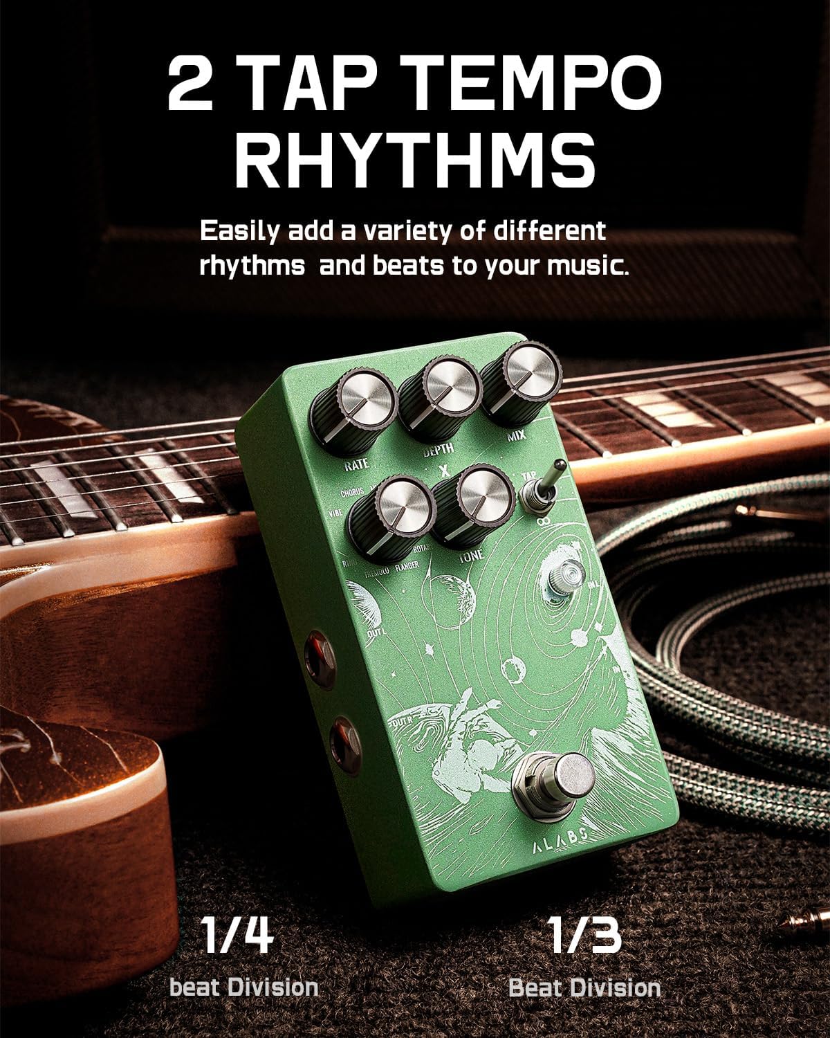 ALABS NOVADRIFT Modulation Guitar Pedal | 9-in-1 Multi-Mod Effects Rotary, Chorus, Flanger, Tremolo | Built-in Expression, True Stereo, Analog Dry-Through, Tap Tempo, Selectable True Bypass/Buffer