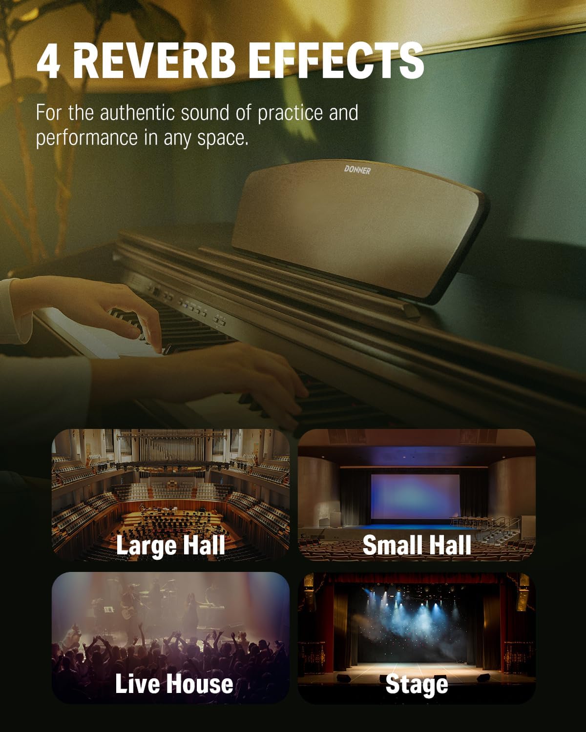 Donner DDP-300 Digital Piano with 88 Graded Hammer Action Weighted Keys, Record, Bluetooth, 10 Voices, 4 Reverb, Speakers, Professional Full Fize Key Keyboard Electric Dark Rose