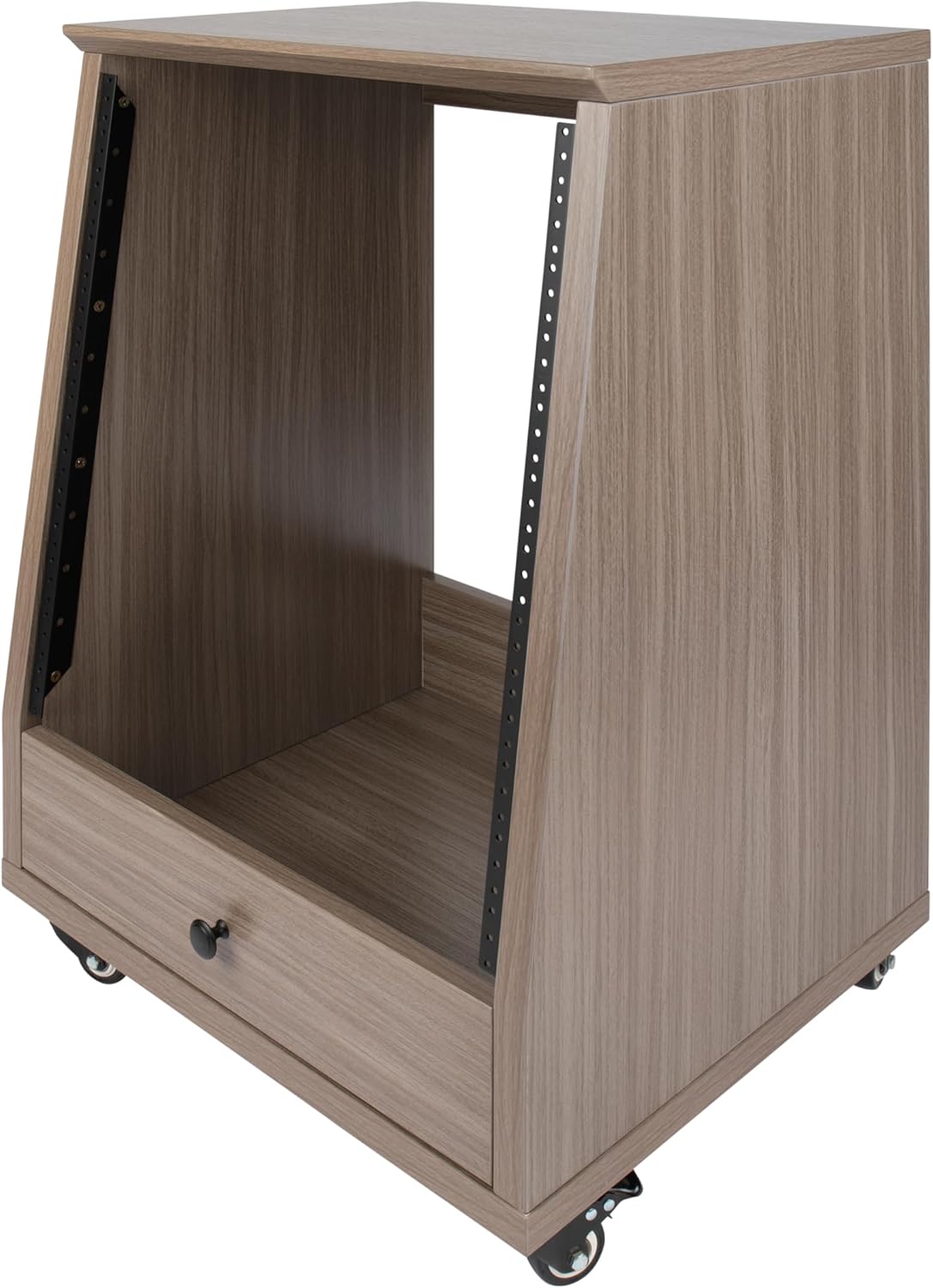 Gator Frameworks Elite Furniture Series 12U Angled Studio Rack with Locking Casters, Driftwood Grey Finish (GFW-ELITESTUDIORK12-GRY)