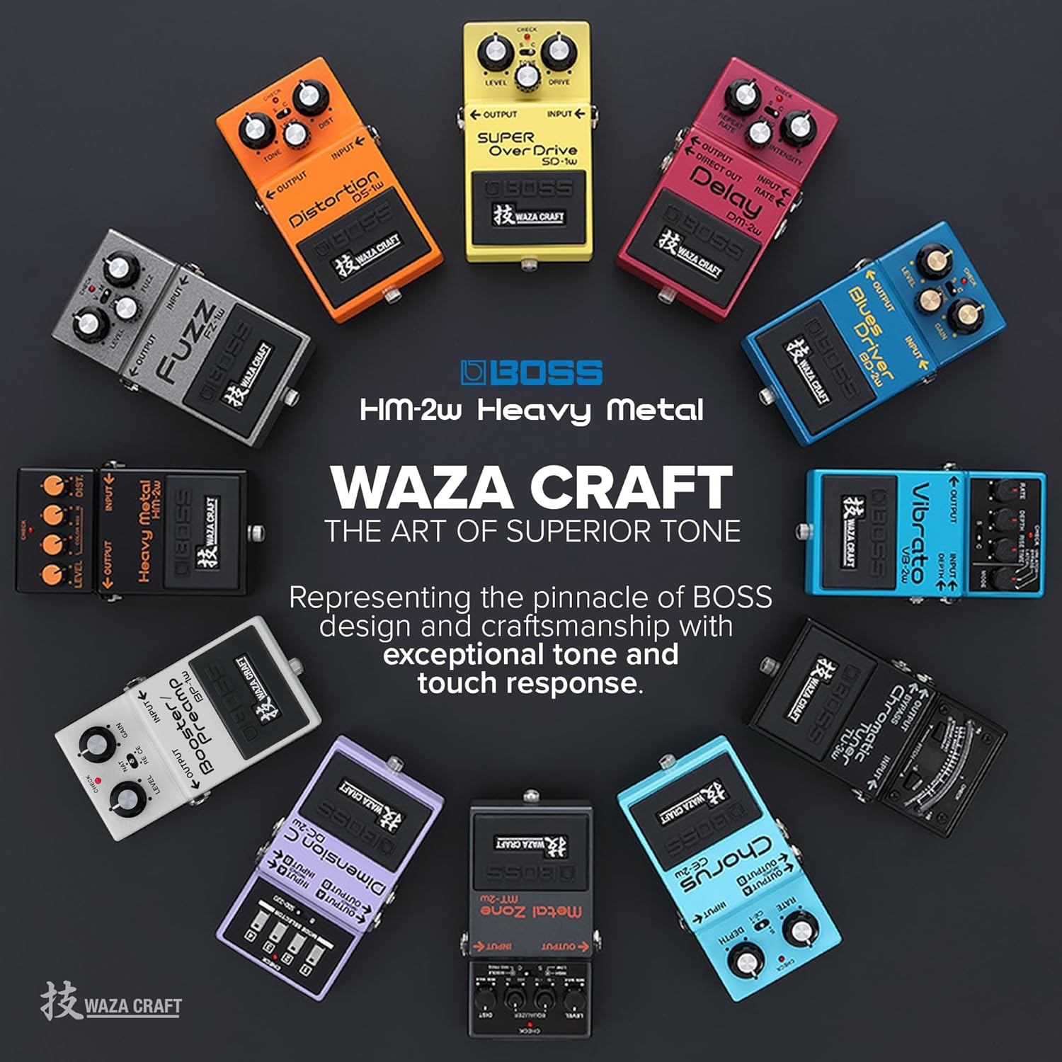 BOSS HM-2W Heavy Metal Guitar Effects Pedal | Legendary Chainsaw Tone of Swedish Death Metal | Waza Craft Edition | Standard HM-2 Mode and More Aggressive Custom Mode