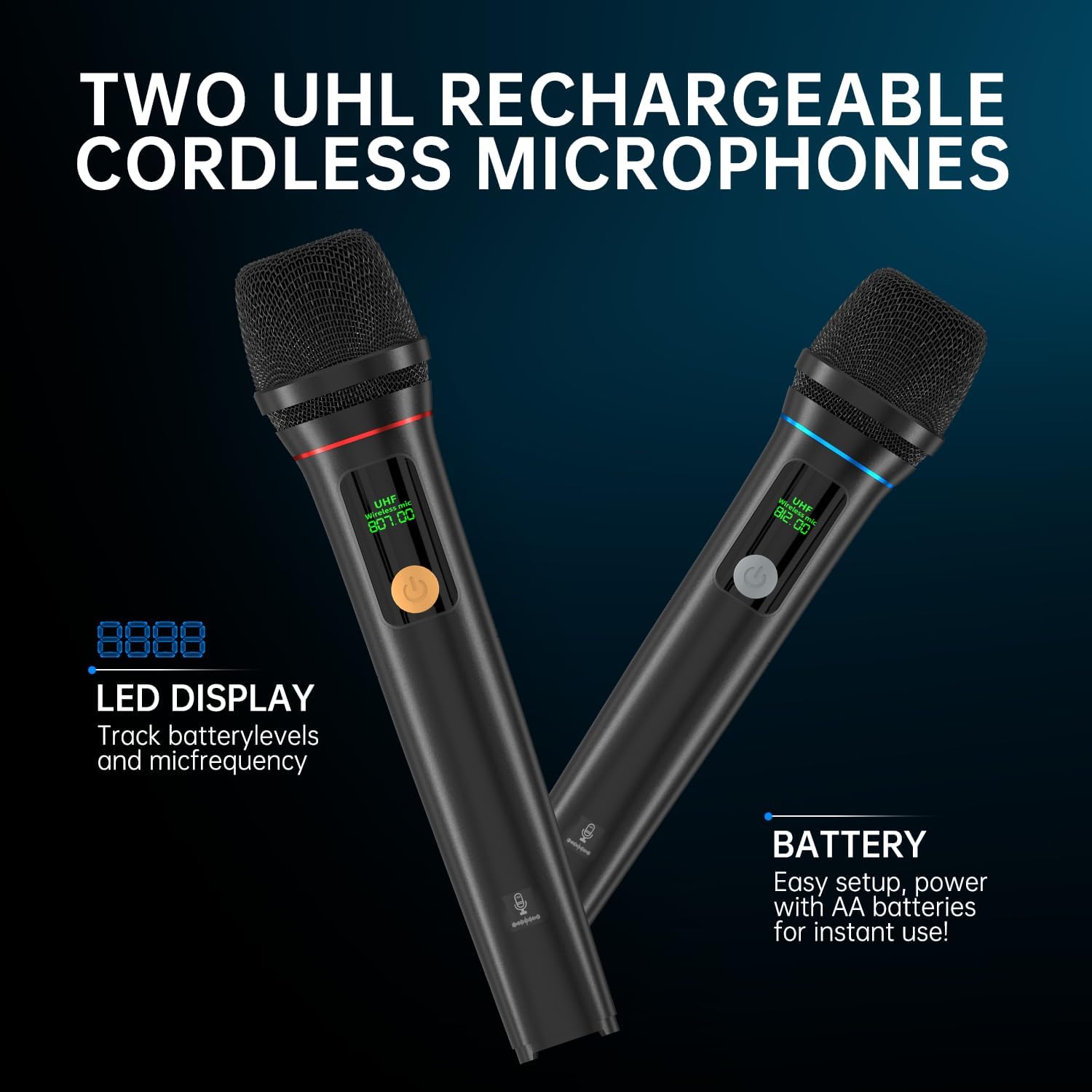 PRONEXT Karaoke Machine with Lyrics Display Screen for Adults, Bluetooth Speaker with 2 Rechargeable UHF Mics, 14