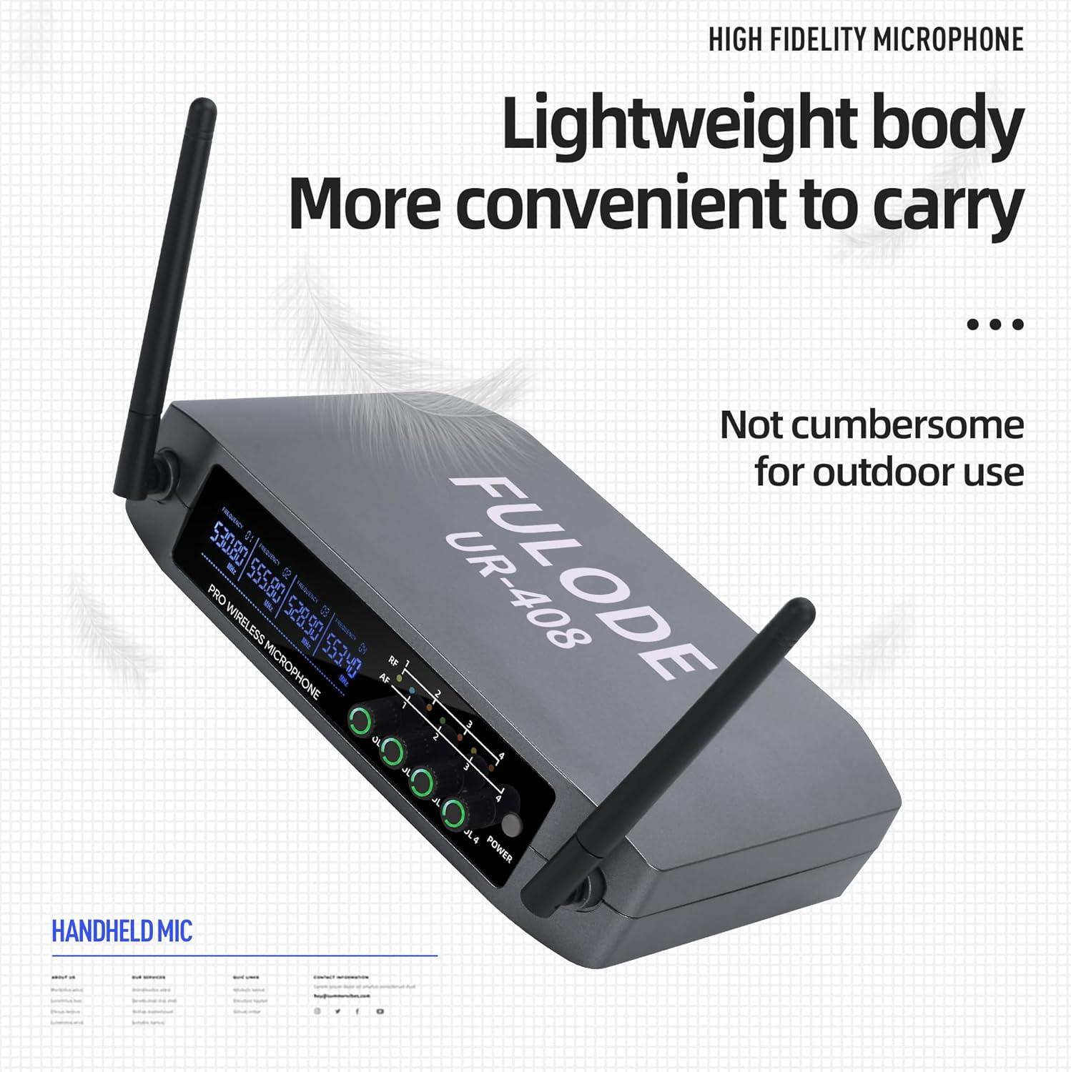 UR-408 4 Channel Professional Wireless Microphone System with 4 Lavalier 4 Headset Mics, Ideal for Home Party Singing Karaoke Meeting Church Event TV Speaker