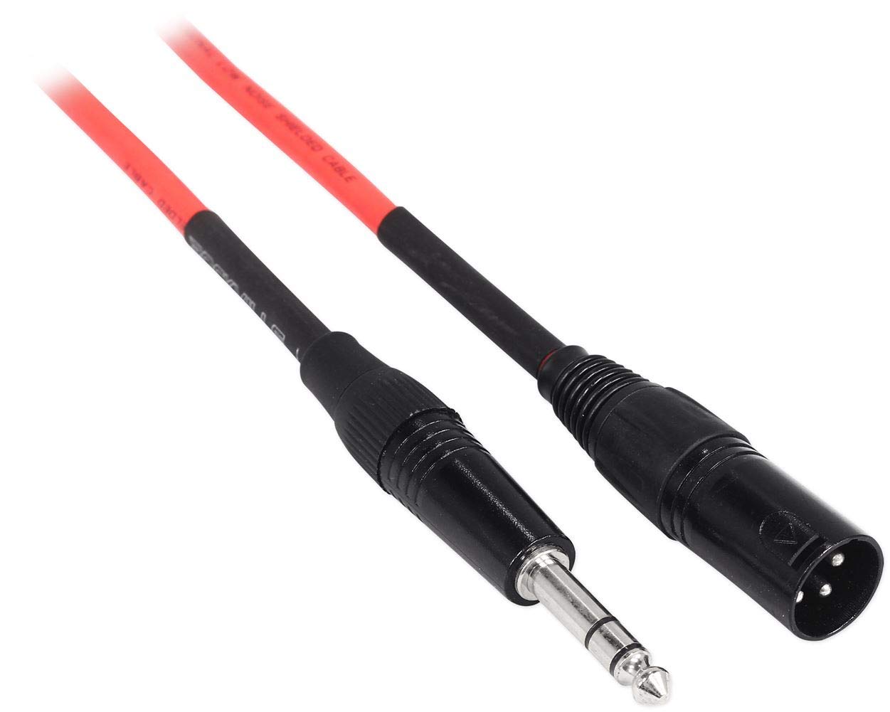 Rockville RCXMB10 10-Foot Male XLR to 1/4-In TRS Balanced Cables with REAN Connectors, 24 AWG OFC Copper Conductors, 90% Spiral Shield for EMI/RFI Rejection, Black Blue Red Color, 6-Piece