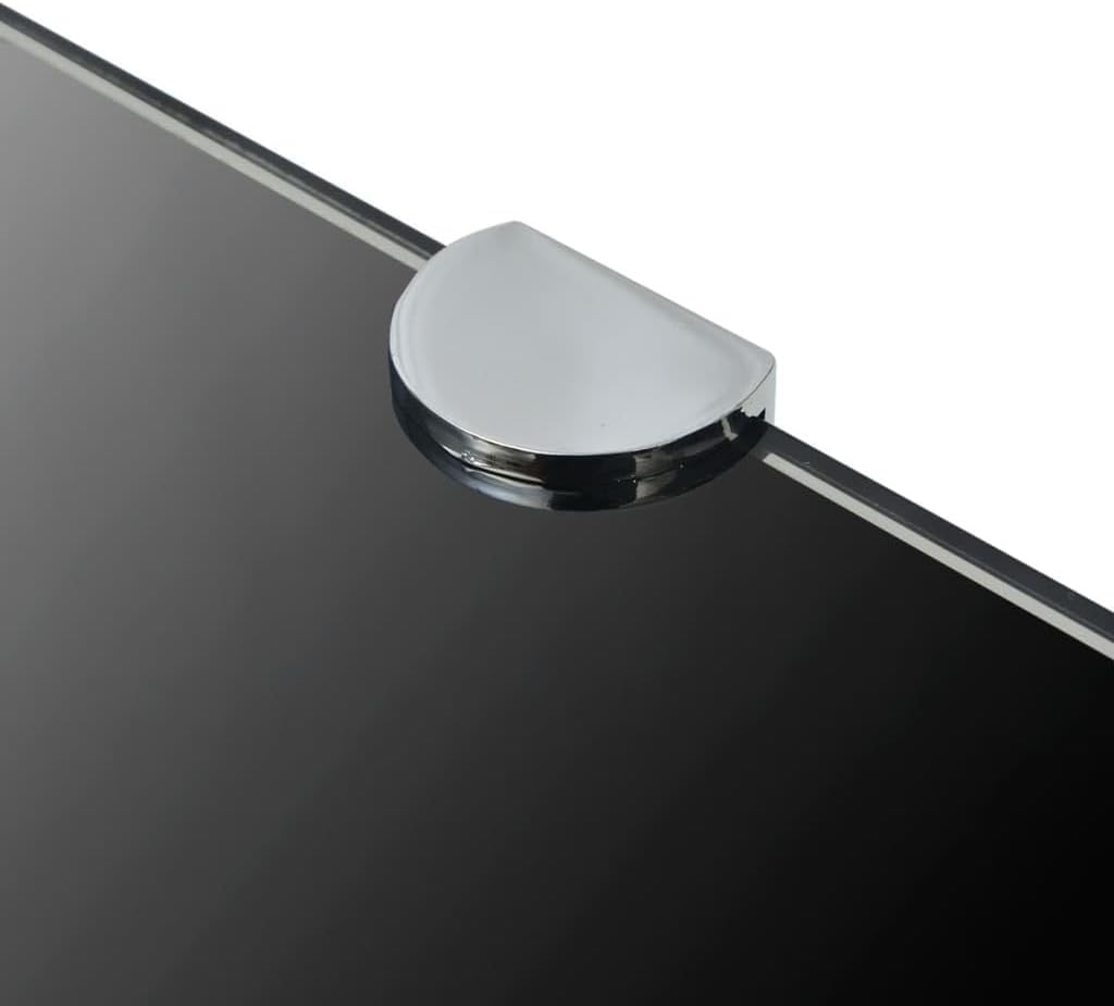 Corner Shelves 2 pcs with Chrome Supports Glass Black 13.8