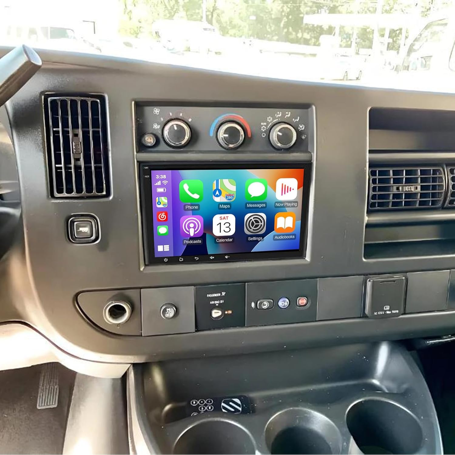 PHEZEN 8 inch Touchscreen Car Stereo Fit for Chevy Express Van 2008-2011, Android 13 Double Din Car Radio with Carplay & Android Auto in-Dash Navigation BT Mirror Link WiFi Backup Camera 2+32G