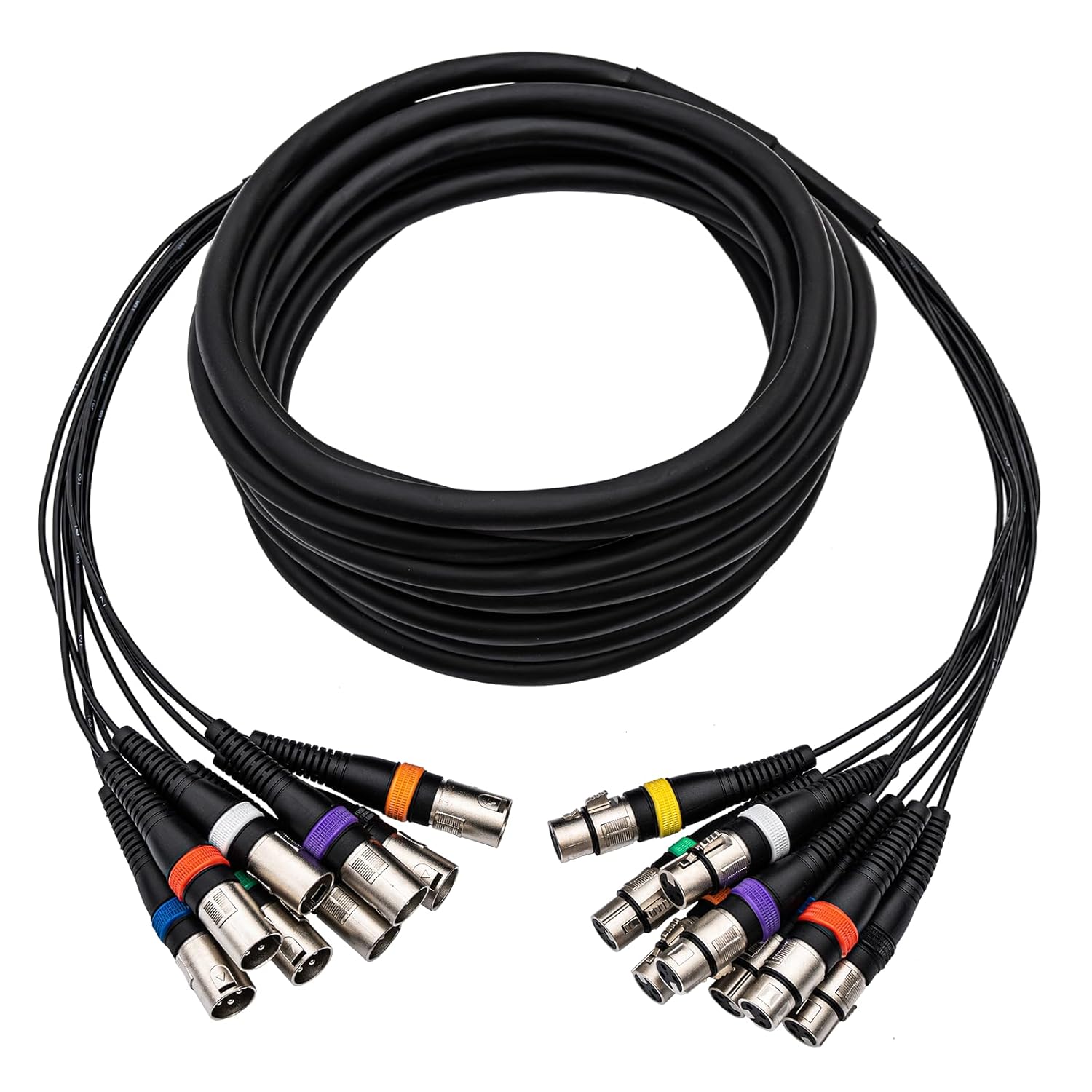 25FT 8 Channel XLR Snake Cable, 8 Colored XLR Male to Female Microphone Patch Cable for Recording, Live, Stage, Studios