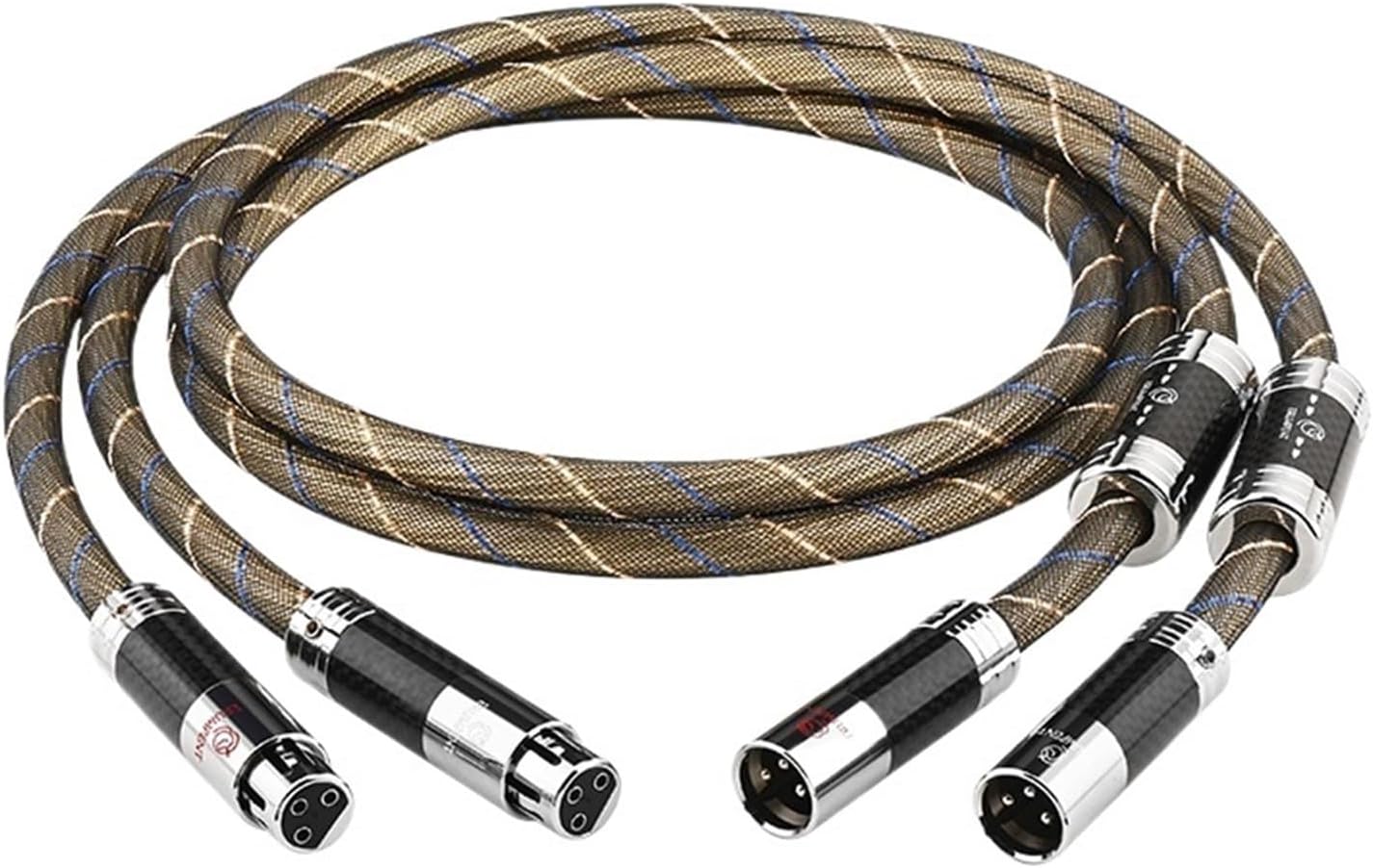 2XLR to 2XLR Cable OCC Sterling Silver Plated Carbon Fiber Plug Male to Female Audio Cable for Microphone CD(3m)